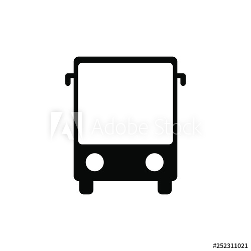 500x500 Bus Front View Icon, Bus Front View Symbol Vector