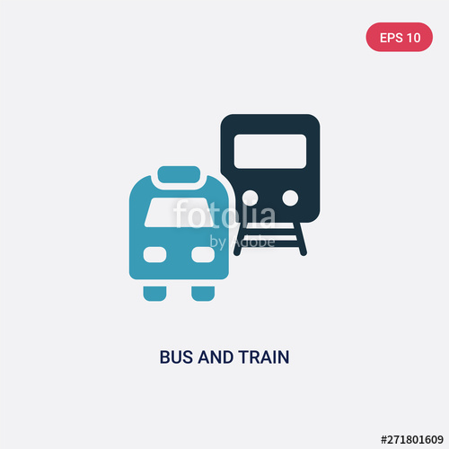 500x500 Two Color Bus And Train Vector Icon From Transport Concept