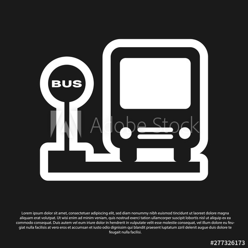 500x500 Black Bus Stop Icon Isolated On Black Background Transportation