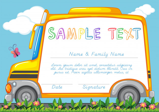 Certificate Template With School Bus Vector Free Download 626x443 Certificate Template With School Bus Vector Free Download