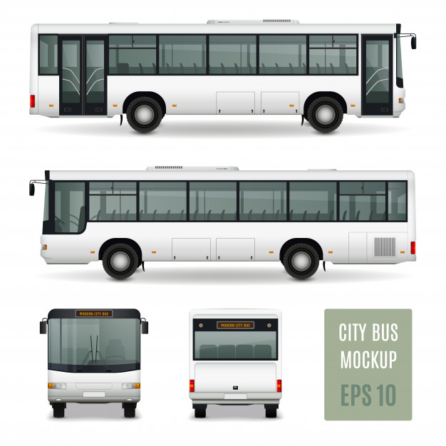 Modern City Bus Realistic Advertising Template Side View Front 626x626 Modern City Bus Realistic Advertising Template Side View Front