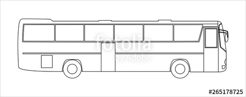 Outline Vector Tourist Bus, Side View, Template Isolated On White 500x197 Outline Vector Tourist Bus, Side View, Template Isolated On White