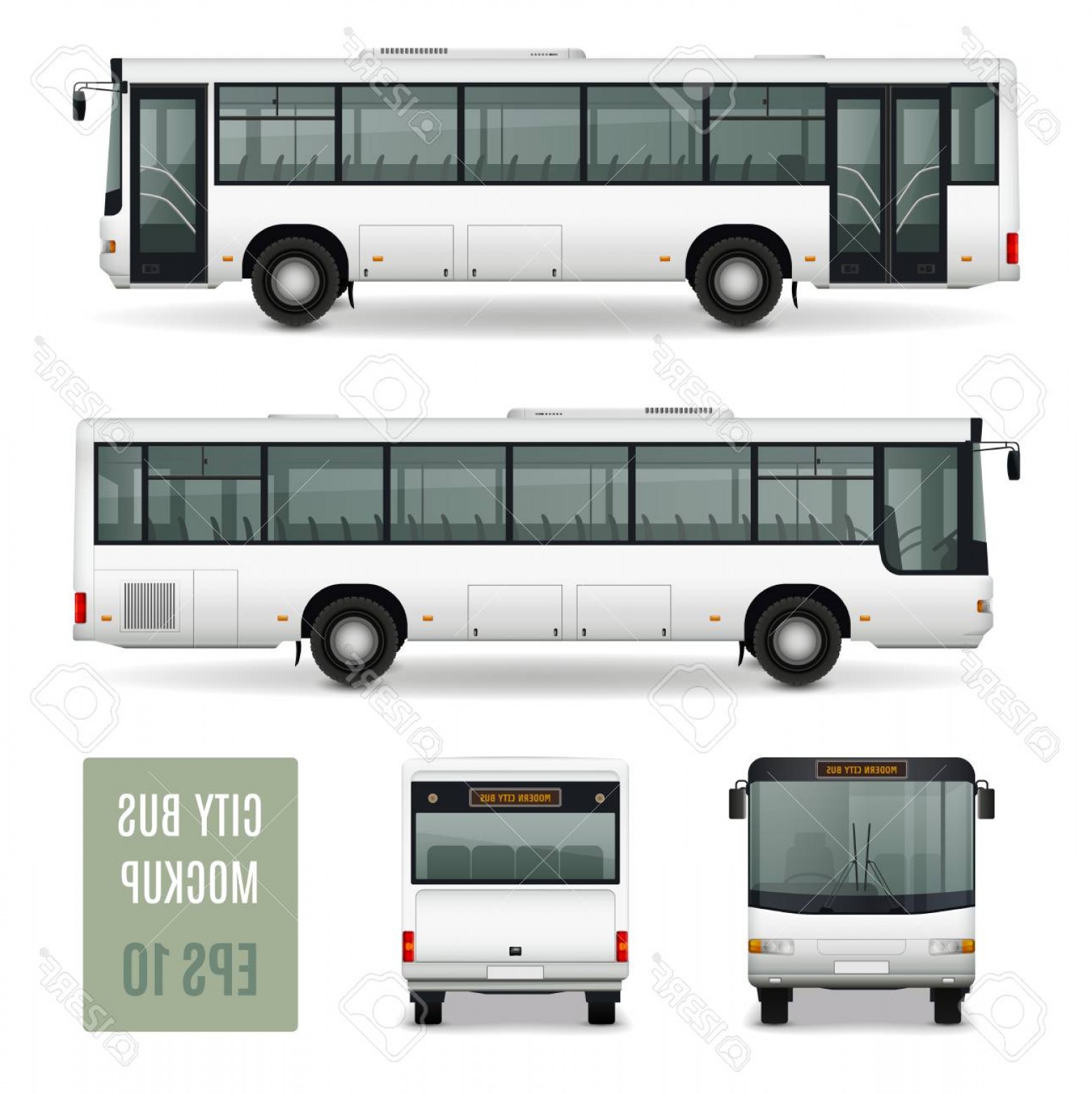 Photostock Vector Modern City Bus Realistic Advertising Template 1558x1560 Photostock Vector Modern City Bus Realistic Advertising Template