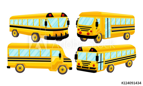 School Bus Template Vector Isolated Design Set 500x300 School Bus Template Vector Isolated Design Set