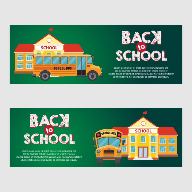 School Bus Banner Illustration Template Vector Premium Download 626x626 School Bus Banner Illustration Template Vector Premium Download