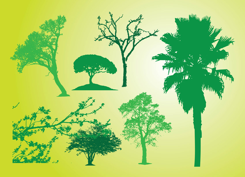 Tree Bush Silhouettes Vector Art Graphics 850x615 Tree Bush Silhouettes Vector Art Graphics