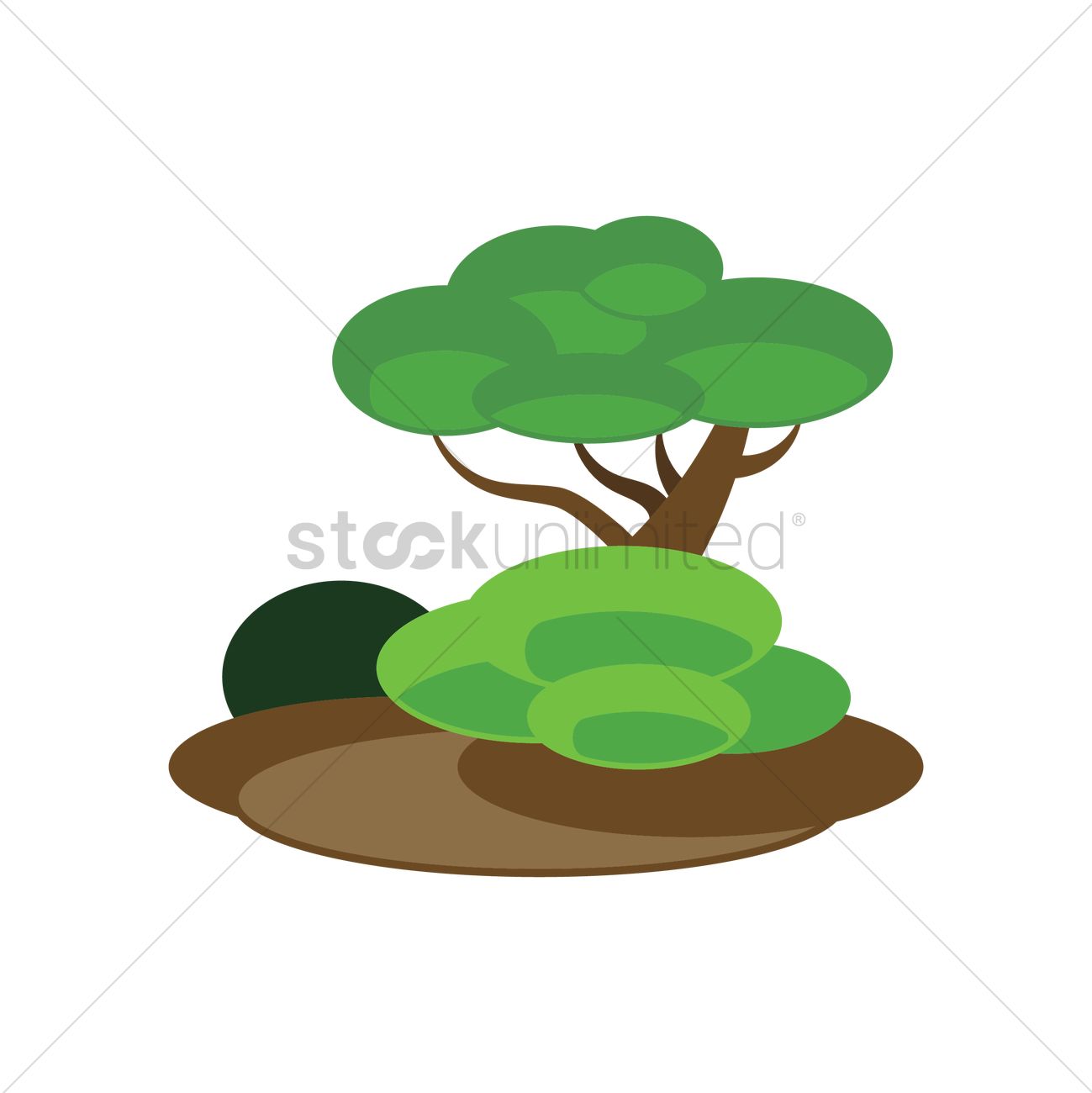 Tree And Bush Vector Image 1299x1300 Tree And Bush Vector Image