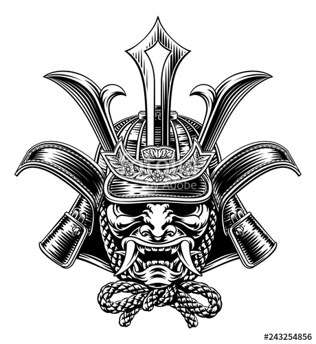 A Samurai Mask Japanese Shogun Warrior Helmet Illustration Stock 460x500 A Samurai Mask Japanese Shogun Warrior Helmet Illustration Stock