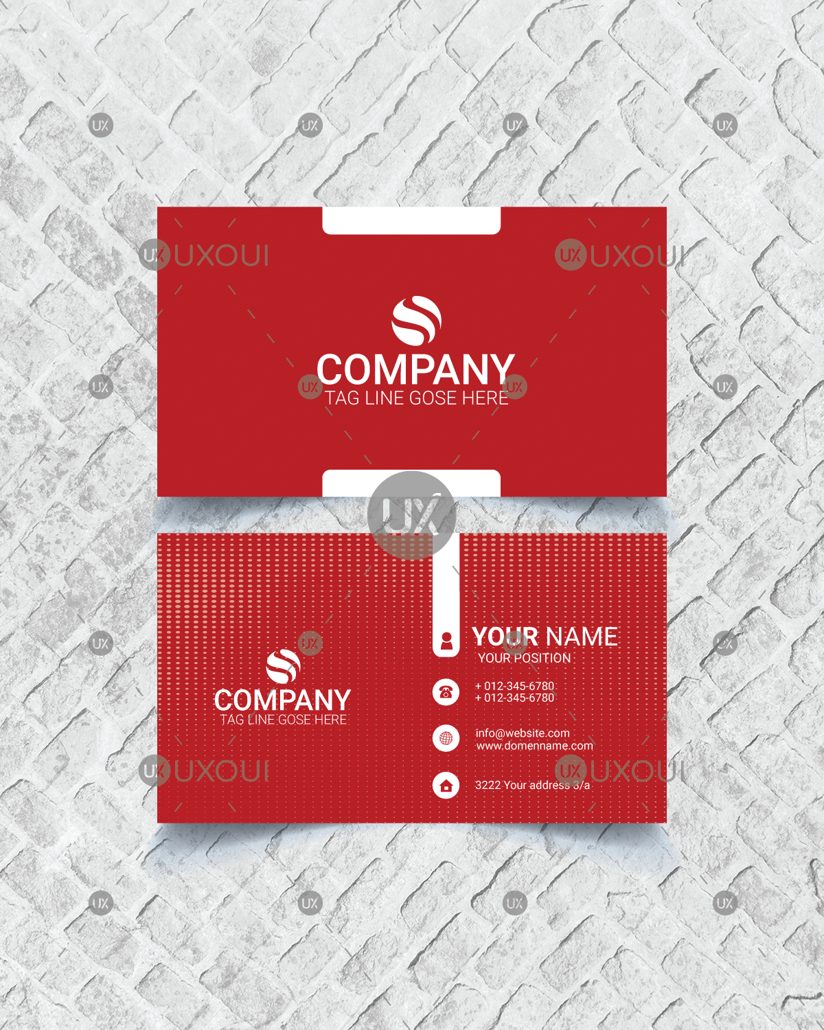 Red And White Business Card Design Vector Template With Pattern 1200x1500 Red And White Business Card Design Vector Template With Pattern