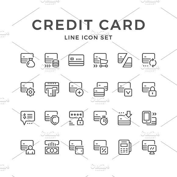 Set Line Icons Of Credit Card 580x580 Set Line Icons Of Credit Card