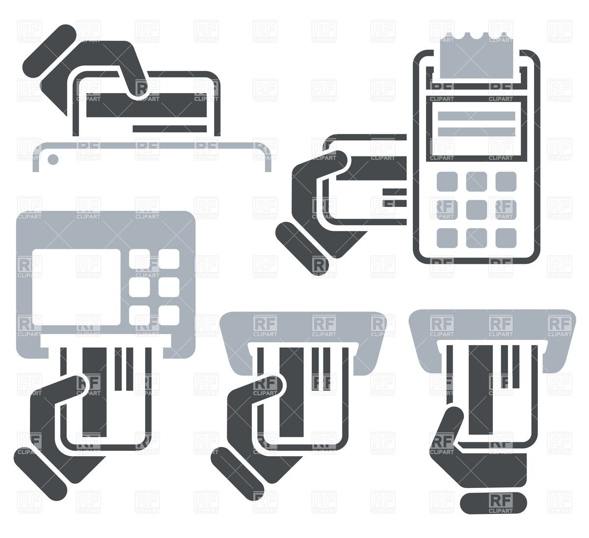 Atm, Pos Terminal And Hand Credit Card Icons Vector Image 1200x1097 Atm, Pos Terminal And Hand Credit Card Icons Vector Image