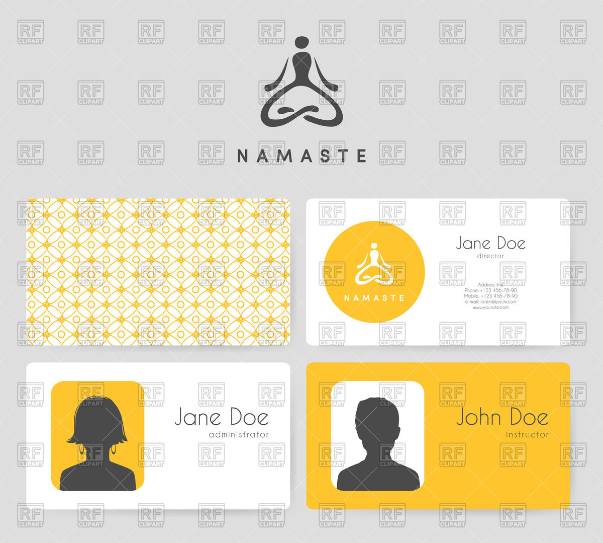 Business Cards With Yoga Symbols Vector Image Of Design Elements 1200x1079 Business Cards With Yoga Symbols Vector Image Of Design Elements