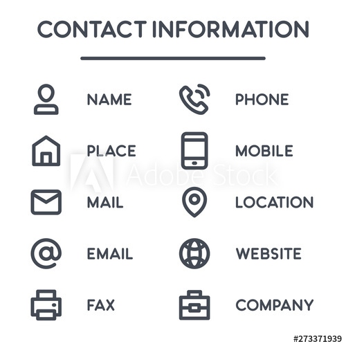 Contact Information Bold Line Icons For Business Card Info Vector 500x500 Contact Information Bold Line Icons For Business Card Info Vector