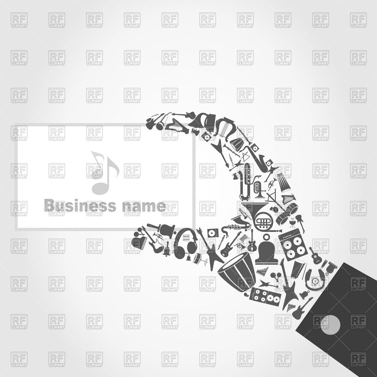 Hand Made Of Musical Instruments Icons With Business Card Vector 1200x1200 Hand Made Of Musical Instruments Icons With Business Card Vector