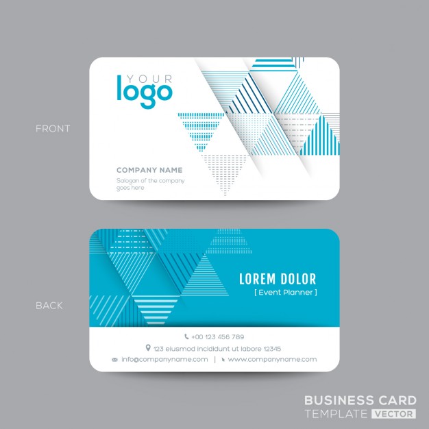 626x626 Business Card With Blue Triangles Vector Free Download