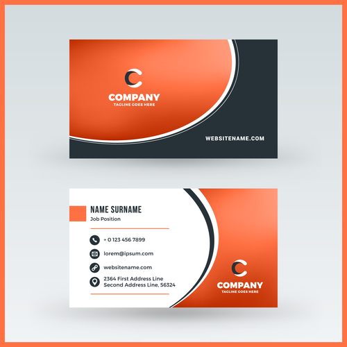 500x500 Orange Red Business Card Template Vector Free Download