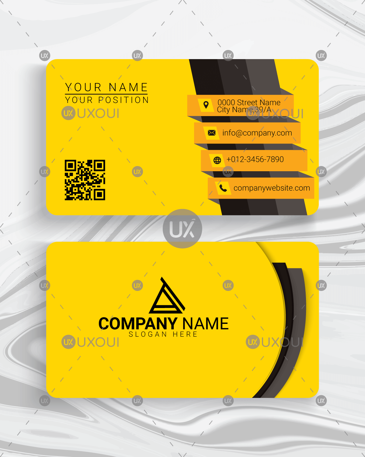 1200x1500 Yellow Black Modern Professional Corporate Business Card Template
