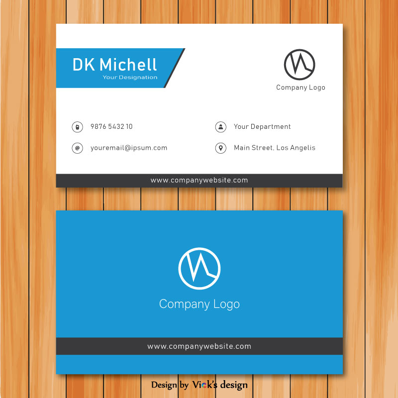 800x800 Blue Theme Front Back Design Corporate Business Card Template Vector