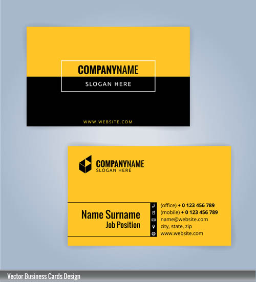 500x551 Designer Black And Yellow Business Card Vector