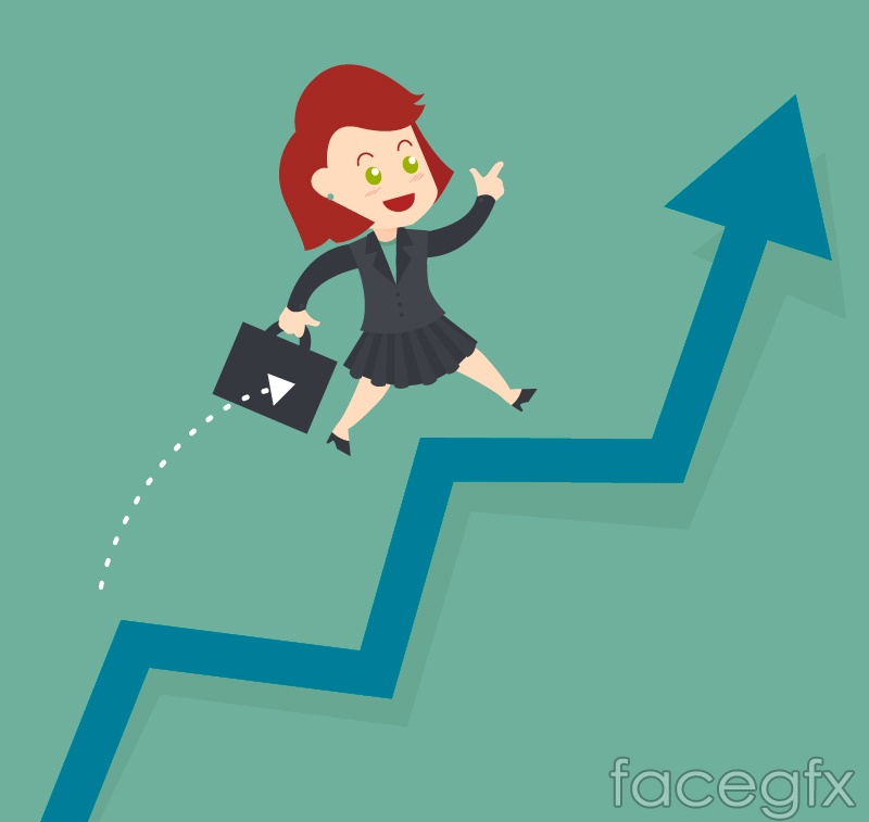 800x757 Business Woman Business Growth On The Arrow Vector Graphics Over
