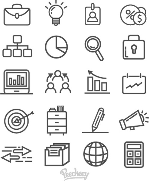 496x600 Gray Business Icons On White Background Free Vector In Adobe