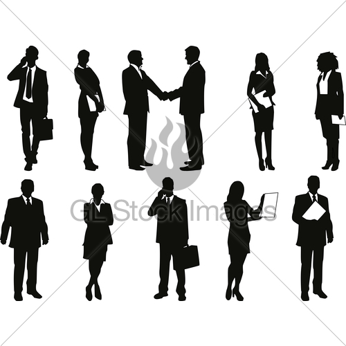 500x500 Business People Silhouettes Vector Graphic Illustration Gl Stock