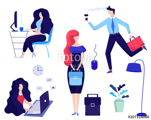 500x400 Office Concept Business People Vector Illustration Flat Design