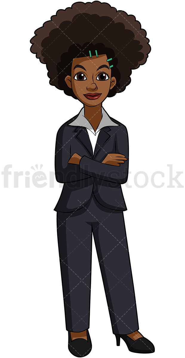 620x1200 Professional Black Woman In Suit Cartoon Vector Clipart