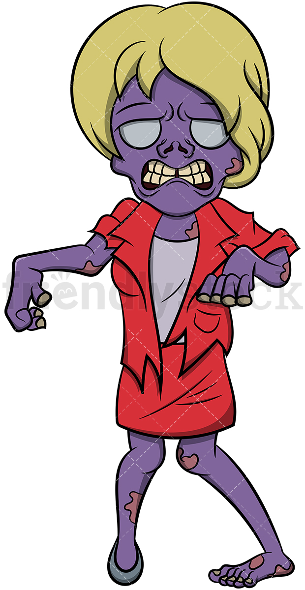 620x1200 Zombie Woman In Business Suit Cartoon Vector Clipart