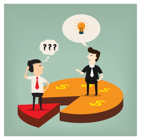 468x467 Business Vector Illustration With Businessmen And Pie Chart