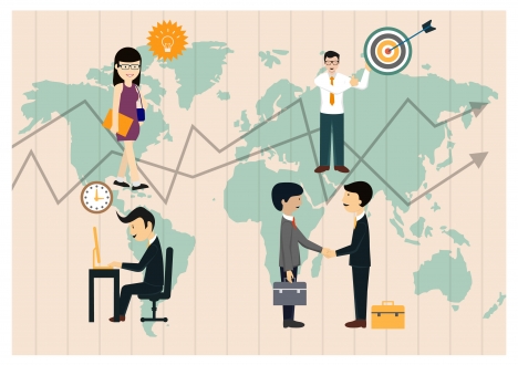 468x330 Business Vector Illustration With People On Vigentte Map Vectors