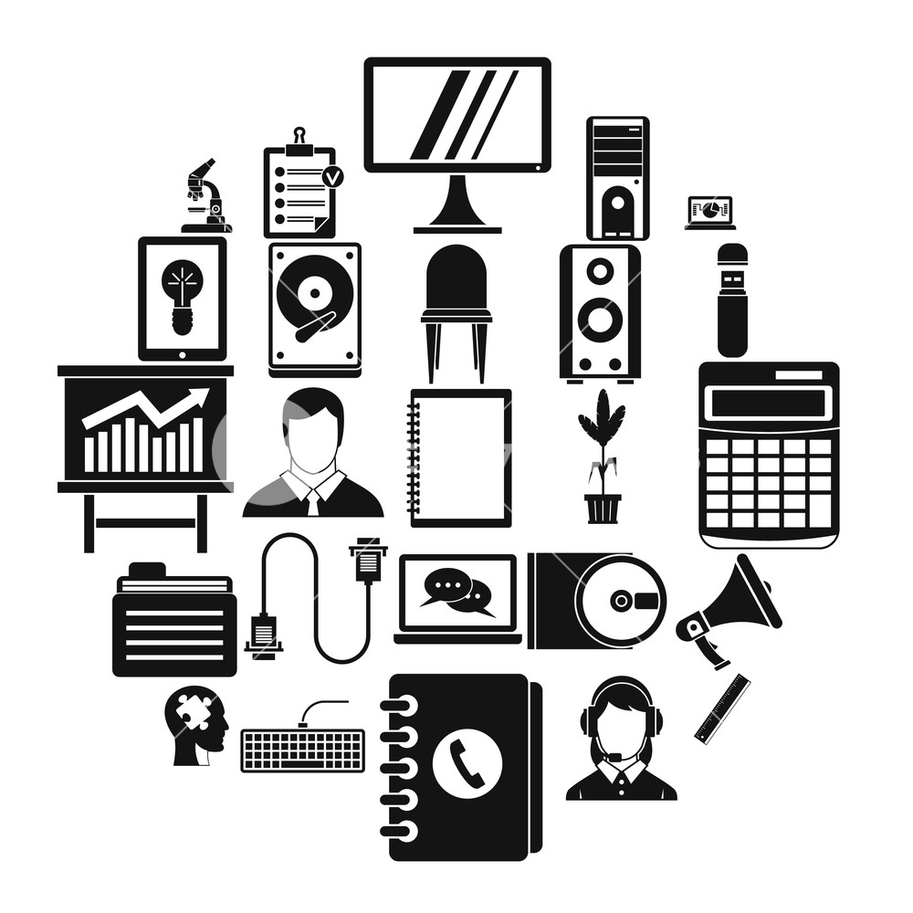 1000x1000 It Business Icons Set Simple Set Of It Business Vector Icons