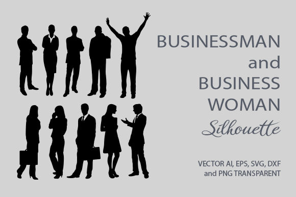580x386 Businessman And Business Woman Silhouette Graphic