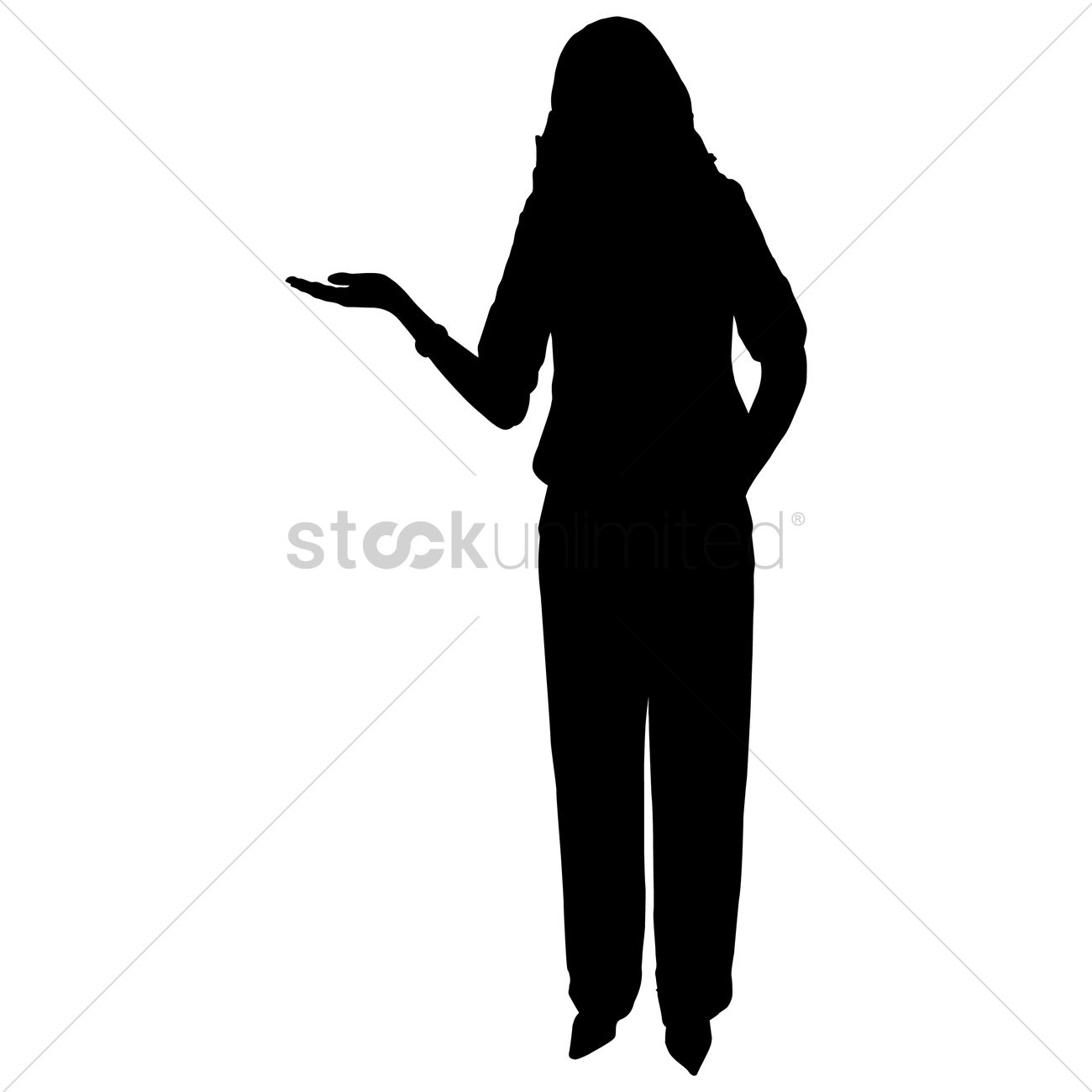 1300x1300 Businesswoman Presenting Silhouette Vector Image