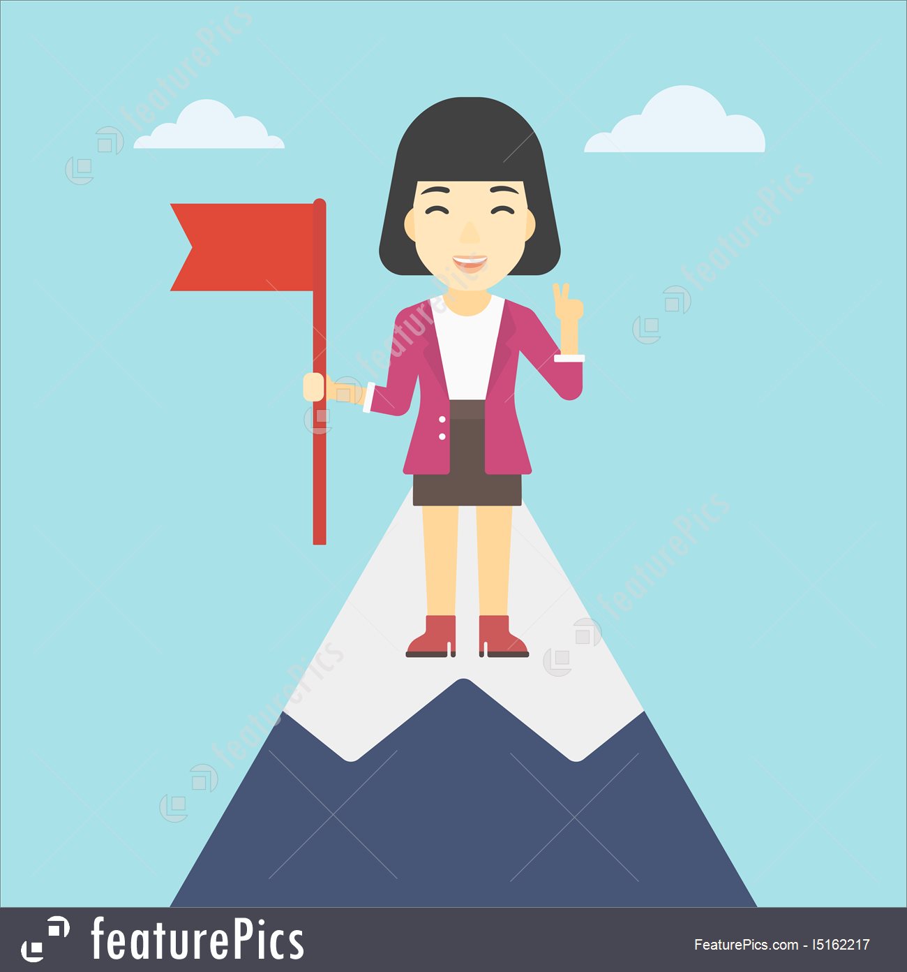 1300x1392 Cheerful Leader Business Woman Vector Illustration
