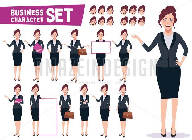 623x453 Business Woman Vector Character Creation Set