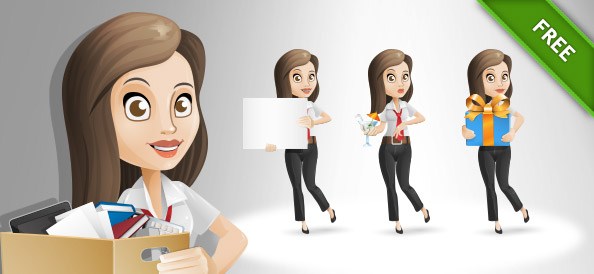 594x274 Business Woman Vector Character Set