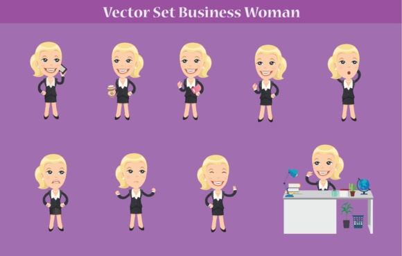 580x369 Business Woman Vector Set Graphic