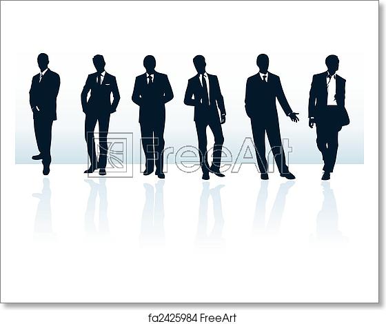 560x470 Free Art Print Of Set Of Dark Blue Vector Businessman Silhouettes