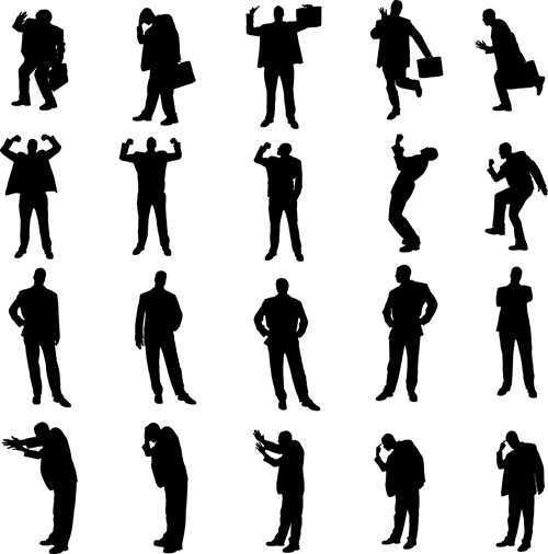 500x506 Vector Set Of Businessman Silhouettes Graphics Free Download