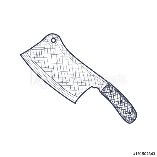 500x500 Vintage Cleaver Butcher Knife Engraved Illustration Vector
