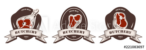 500x172 Design Template Of Butchery Label Meat Shop Logo Butcher Market