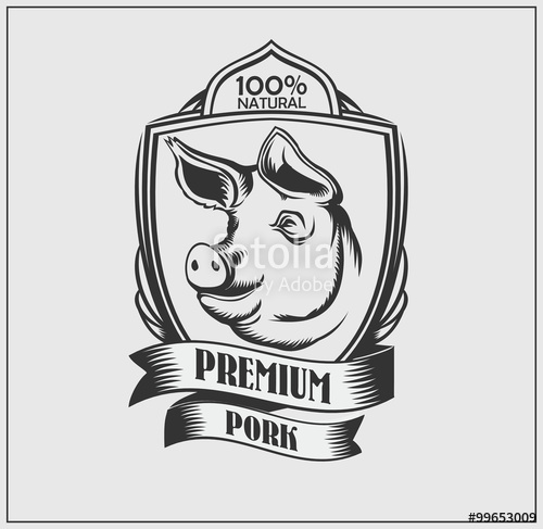 Pig Head Premium Label Logo Butcher Vector Monochrome Design 500x487 Pig Head Premium Label Logo Butcher Vector Monochrome Design