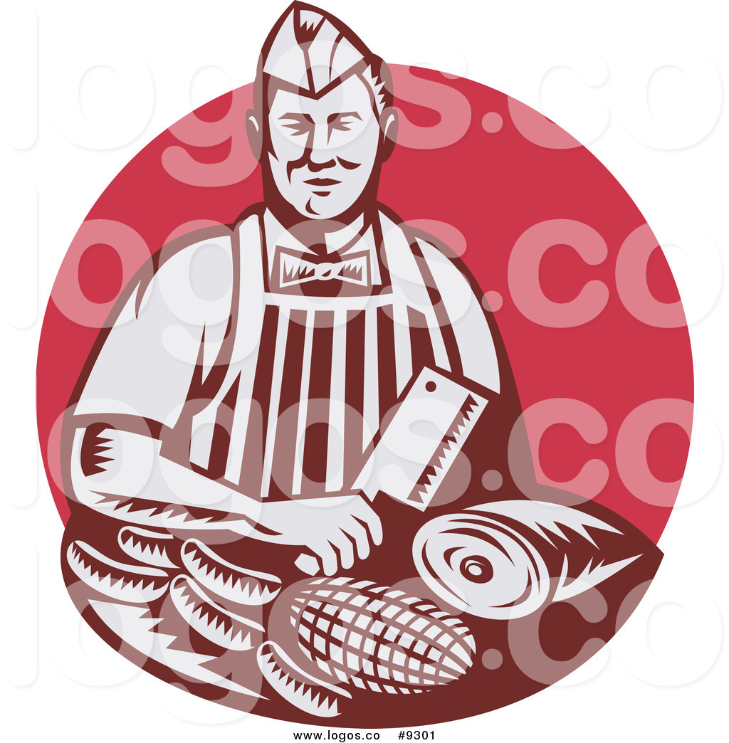 Royalty Free Clip Art Vector Logo Of A Woodcut Red Butcher Holding 1024x1044 Royalty Free Clip Art Vector Logo Of A Woodcut Red Butcher Holding
