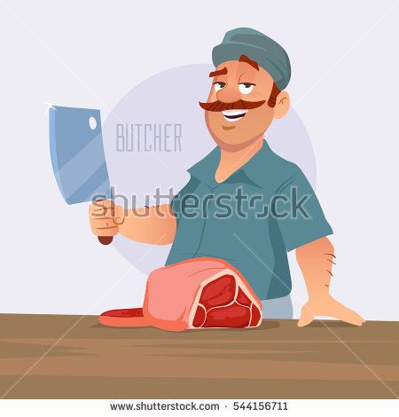 Cartoon Vector Illustration, Butcher Cut The Meat, Butcher Shop 450x470 Cartoon Vector Illustration, Butcher Cut The Meat, Butcher Shop