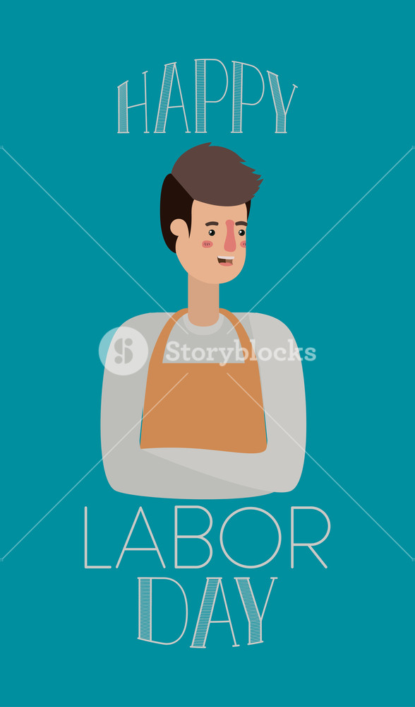 Happy Labor Day Card With Butcher Vector Illustration Design 588x1000 Happy Labor Day Card With Butcher Vector Illustration Design