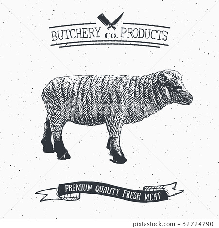 Butcher Shop Vintage Emblem Lamb Meat Vector 450x468 Butcher Shop Vintage Emblem Lamb Meat Vector