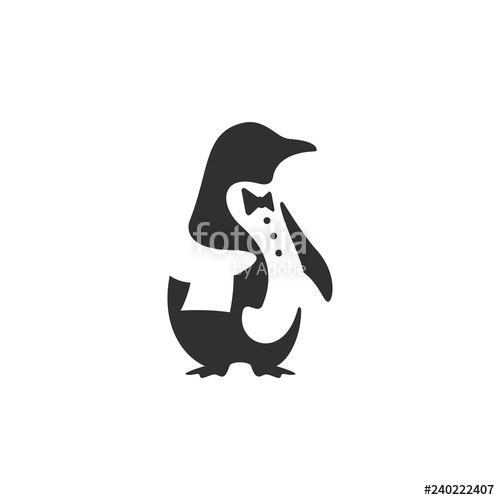 500x500 Vector Logo Design Of Black Penguin Dressed As A Butler Or Waiter