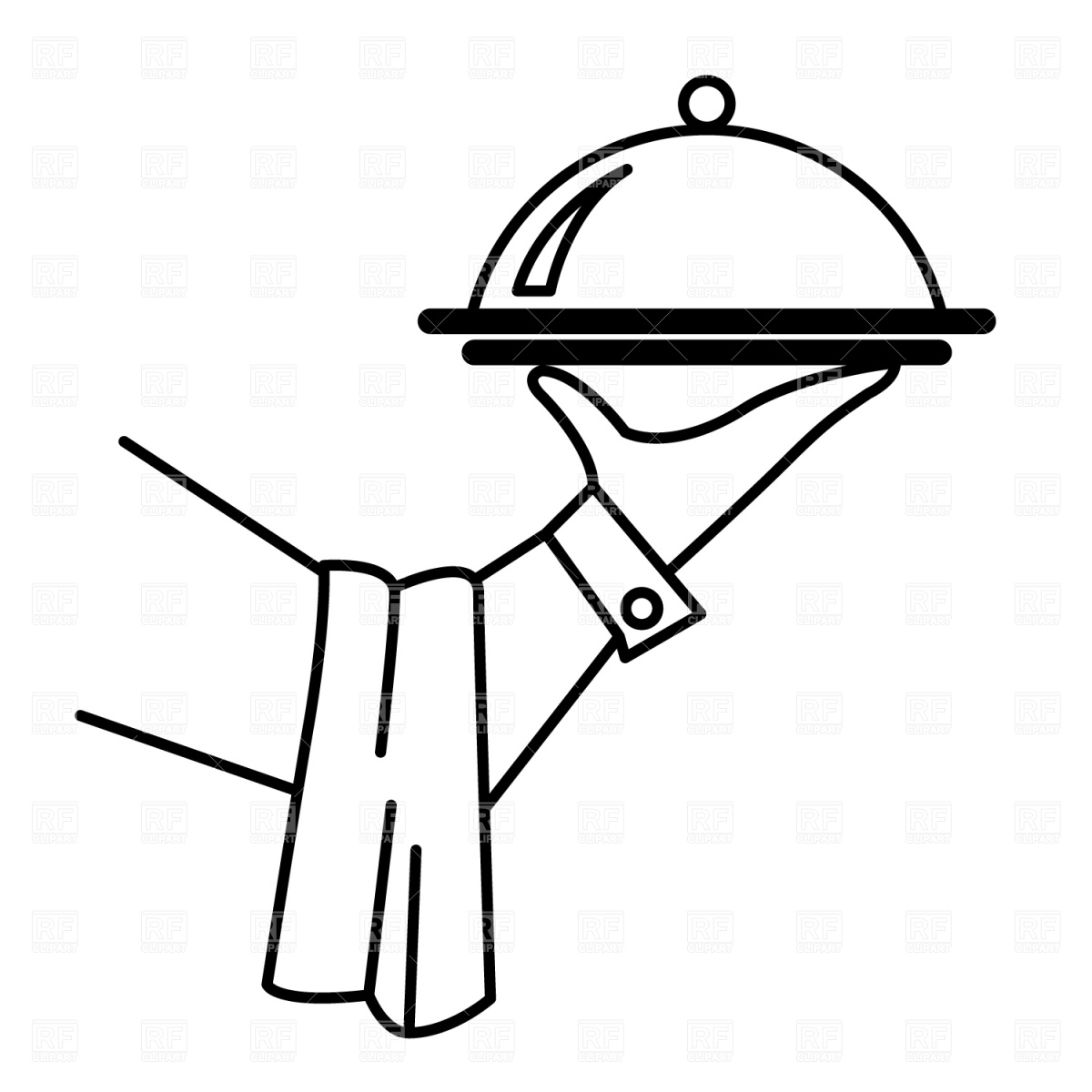 1200x1200 Waiter's Hand With Tray Vector Image Of Food And Beverages