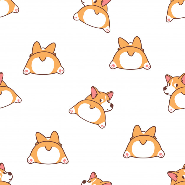 626x626 Cute Corgi Butt Cartoon Seamless Pattern Vector Premium Download